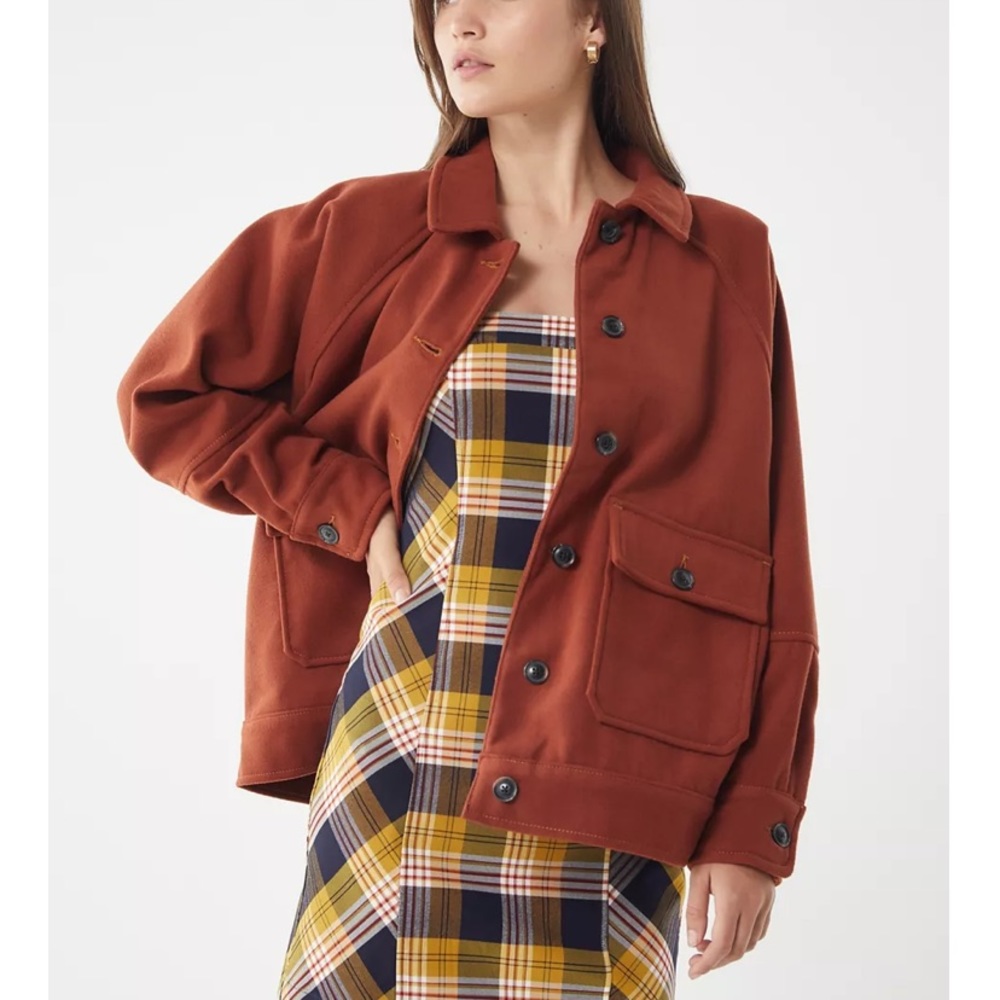 Urban Outfitters “Wool” Barn Coat in Rust